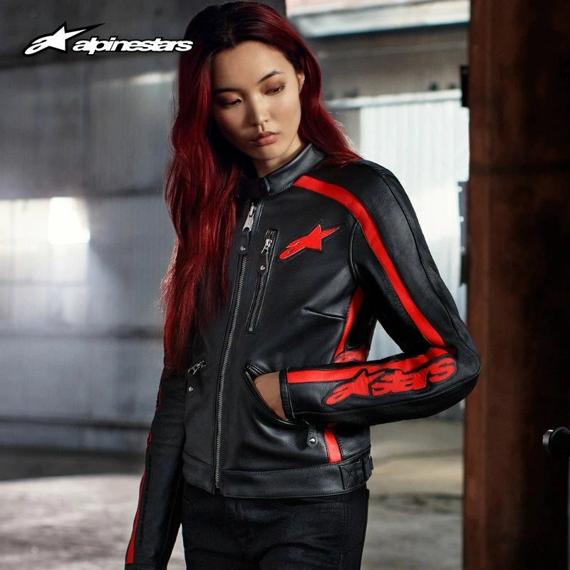 a星女士骑行皮夹克DYNO牛皮防摔防摔摩托服复古机车服摩托车服
