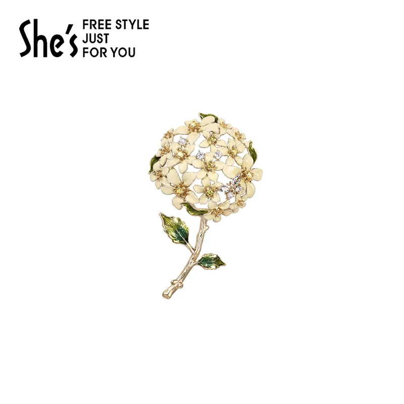 shes乡间绿野原创清新滴油花簇胸针大号胸花轻奢小众别针配饰
