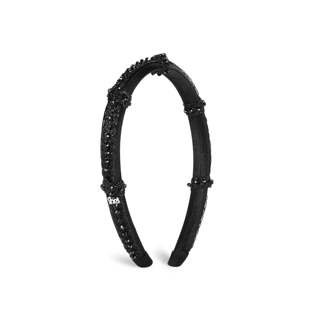 【福利款】shes复古赫本风黑色轻奢巴黎串珠缠绕发箍压发头箍女编织
