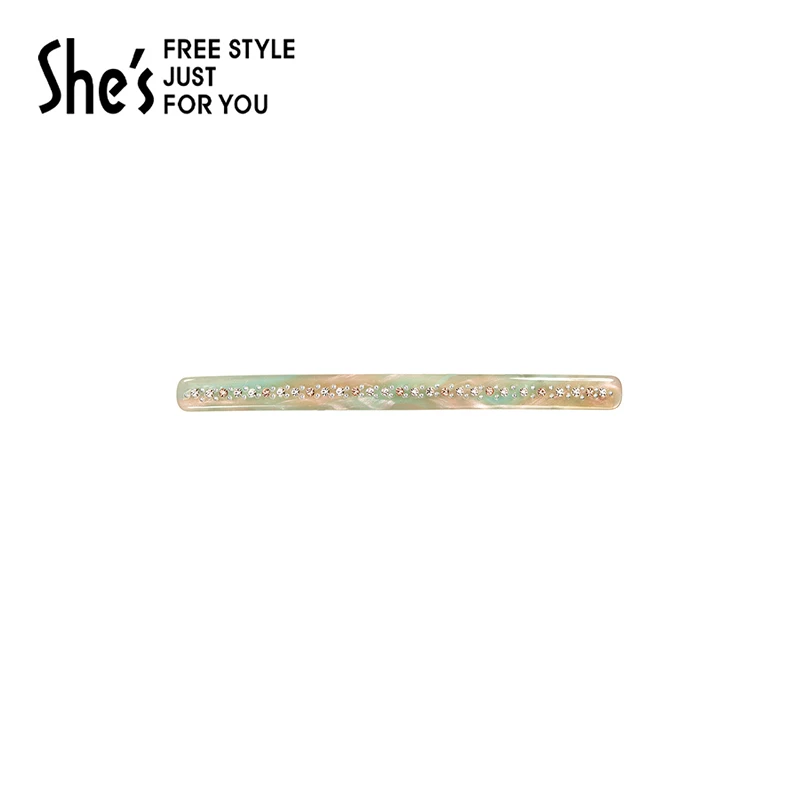 【福利款】shes莫奈波光时尚璀璨轻盈板材长款横夹一字半发顶夹发
