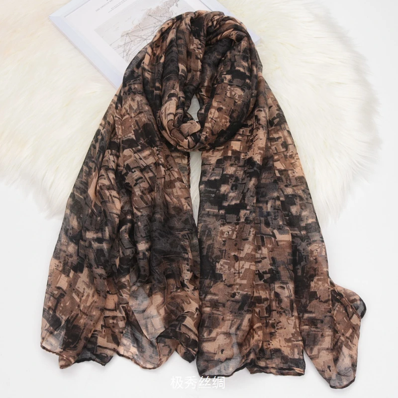 妈妈款巴厘纱棉感丝巾大尺寸秋冬保暖防晒披肩时尚装饰护颈围巾女