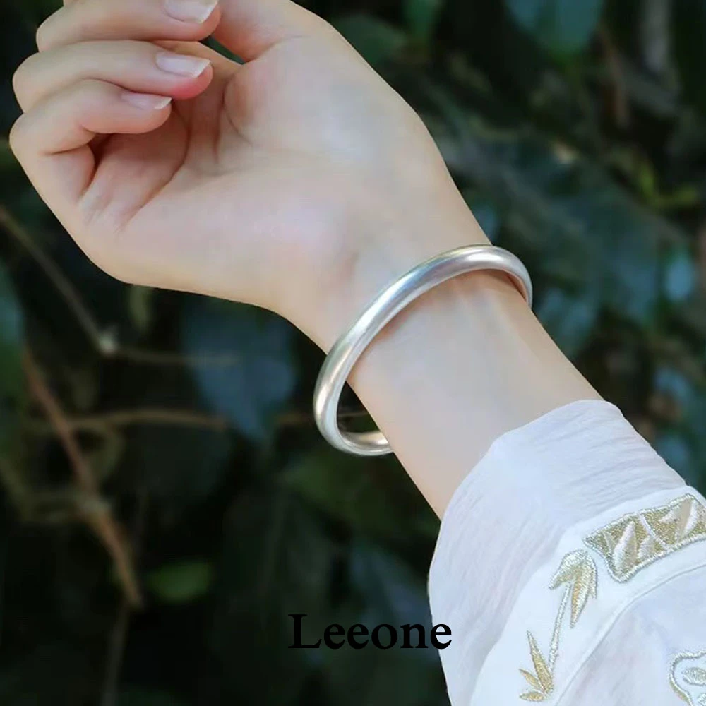 足银手镯 LEEONE【素青】纯银泥鳅背实心手镯A82