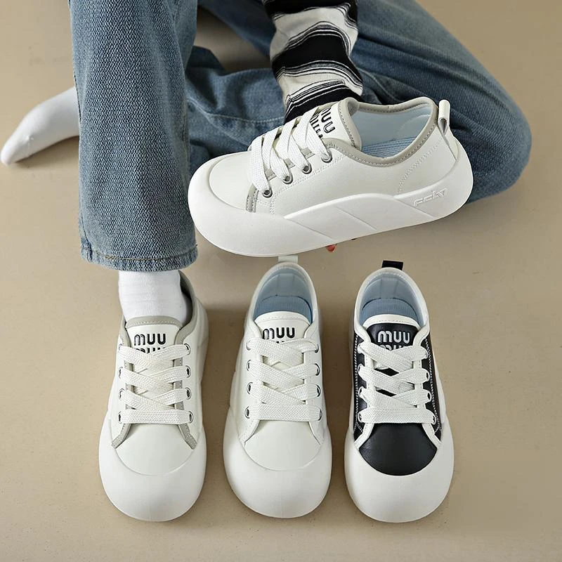 断码清仓 爆款百搭小白鞋厚底学生轻质时尚网红面包板鞋DT0667