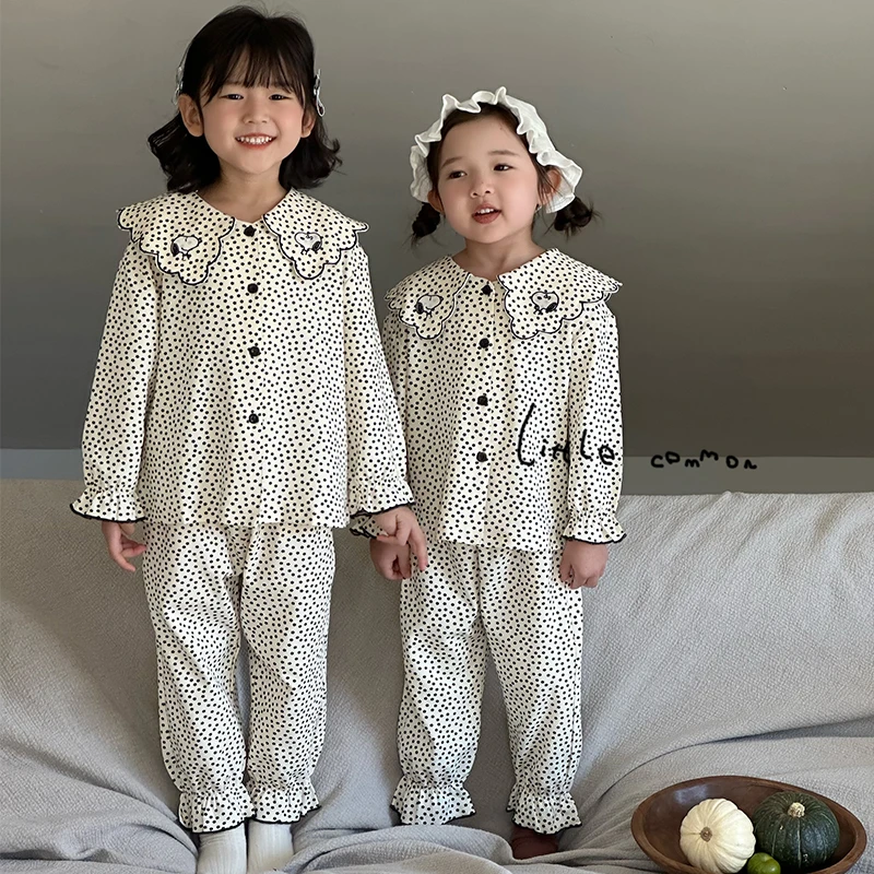 Little common小平常儿童睡衣秋季新款女童儿童家居服套装