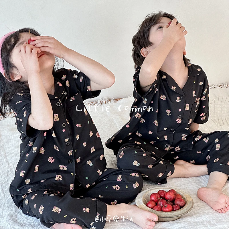 LITTLE COMMON小平常儿童家居服春夏新款男童女童亲子款睡衣