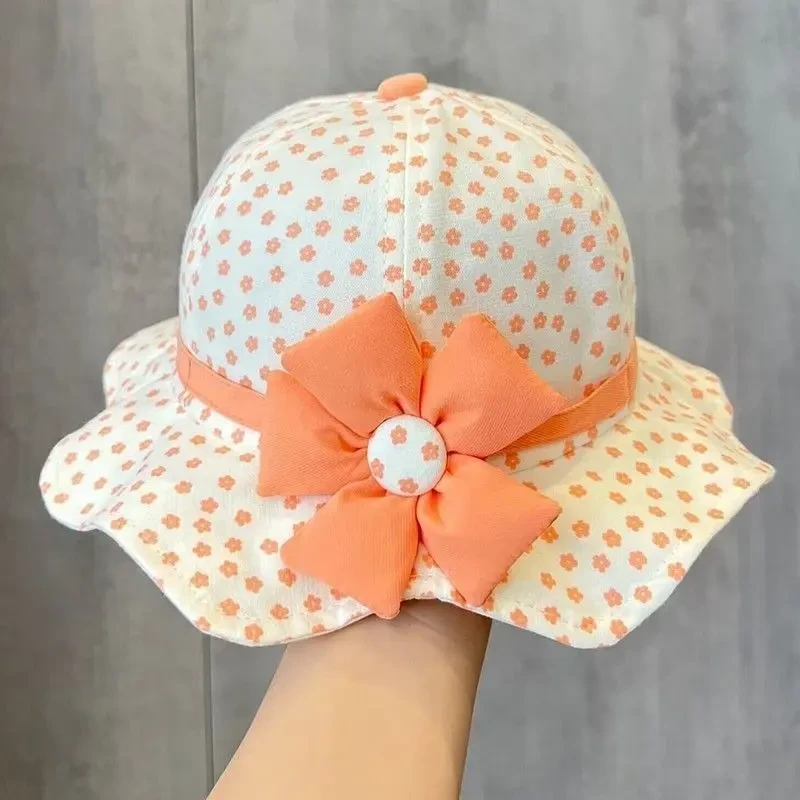 婴儿帽子春夏季女宝宝公主渔夫帽可爱超萌女童花朵盆帽遮阳帽休闲