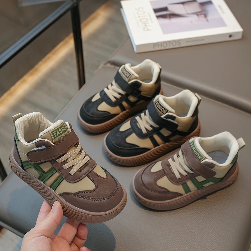 儿童2024秋季新款软底美拉德男鞋透气洋气单里女鞋低帮板鞋3325