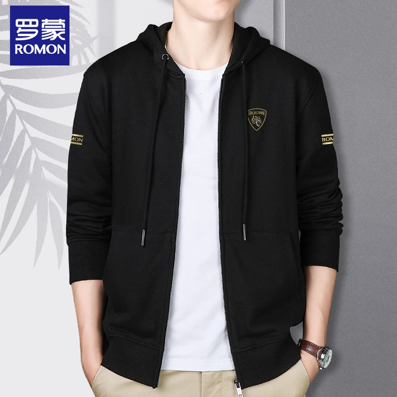 Romon/罗蒙连帽卫衣男秋季新款ins潮流虎头休闲长袖外套开衫上衣