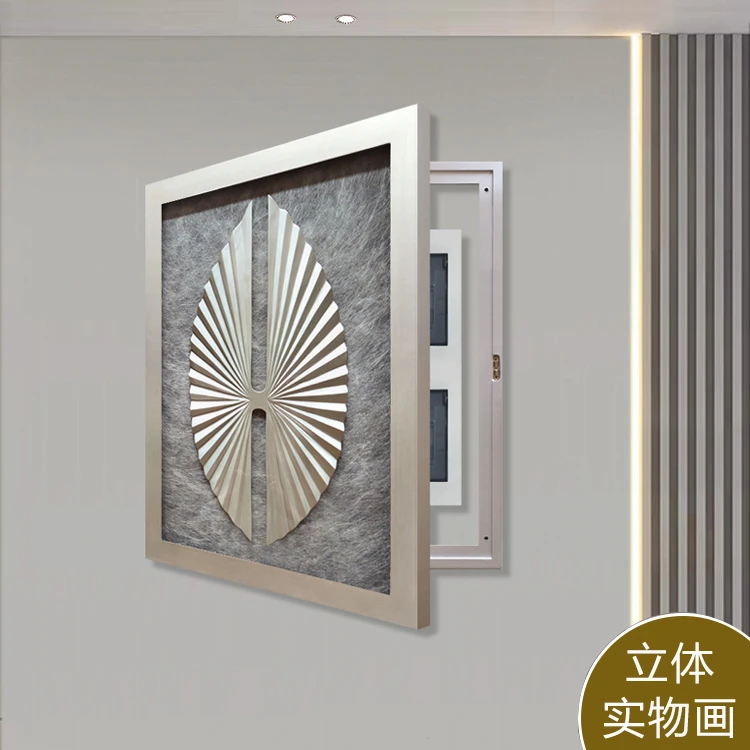 现代简约电表箱装饰画立体抽象配电箱画竖版电表箱画手工电源箱画