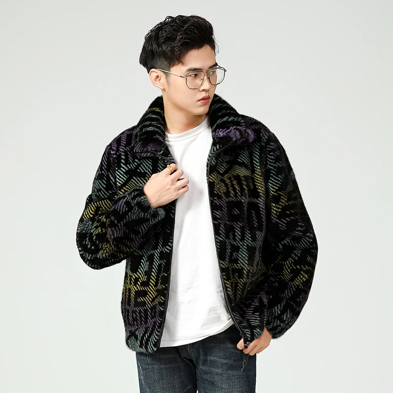 2025新款冬季进口貂皮外套男立翻领潮流皮草大衣整貂夹克真水貂毛