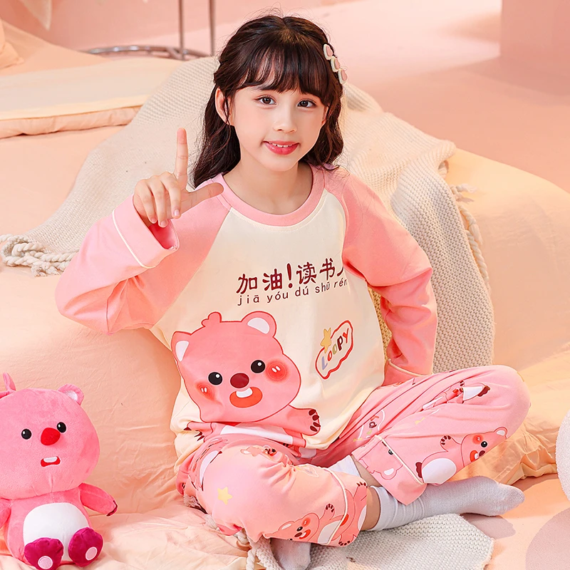 2025新款长袖女童睡衣春秋季薄款儿童套装小女孩宝宝中大童家居服