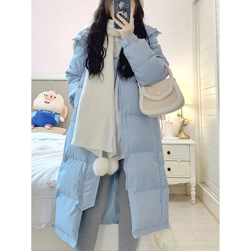 中长款过膝羽绒服女冬季新款多巴胺穿搭休闲宽松加厚百搭外套上衣