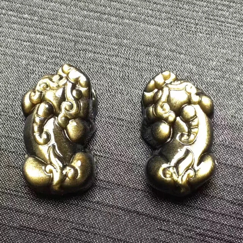 天然金银曜石貔貅雕刻件 DIY手链配件吊坠情侣时尚百搭款厂家直销