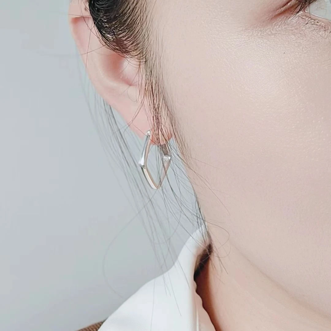 925银耳饰 EA0215通体纯银 实心菱形耳扣 时尚简约韩版个性百搭