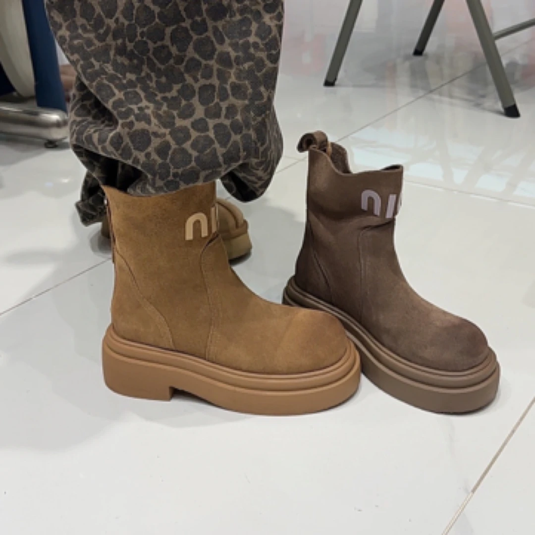 ，【心依阁铭品】5101英伦风厚底马丁靴真皮软面