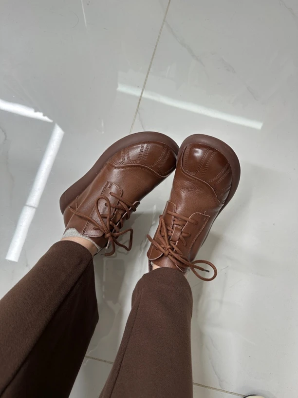 【余姚心依阁铭品】9110圆头靴舒适平底百搭真皮时尚