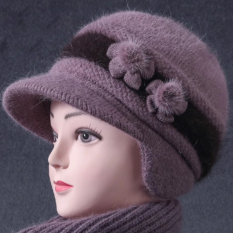中老年人女士妈妈帽子女冬季加绒保暖老人奶奶老太太防寒毛线帽