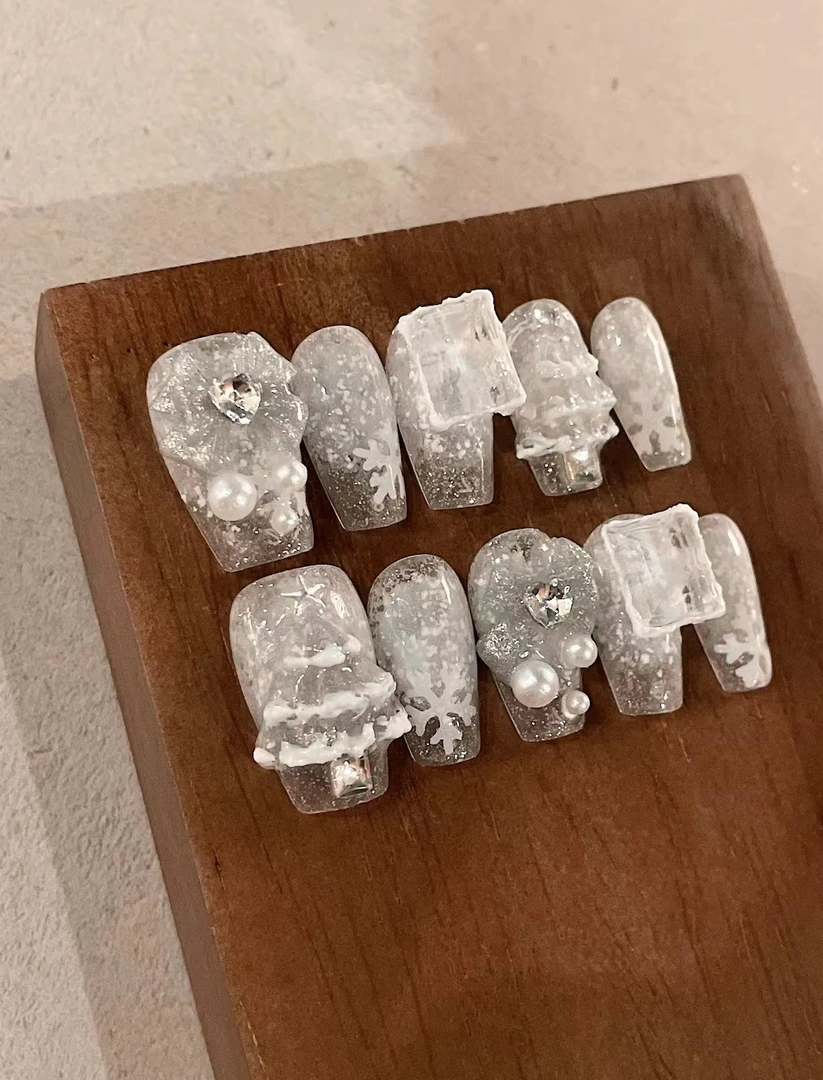 Mori茉莉 | 白雪皑皑 【纯手工穿戴甲】10片