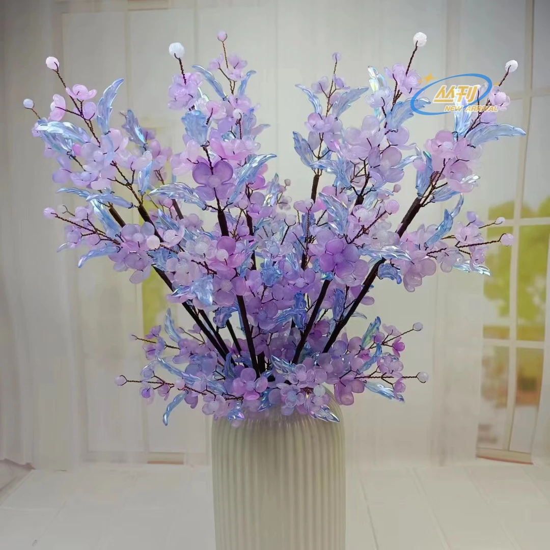 新款10枝杜鹃花果冻渐变材料包diy手工串珠花