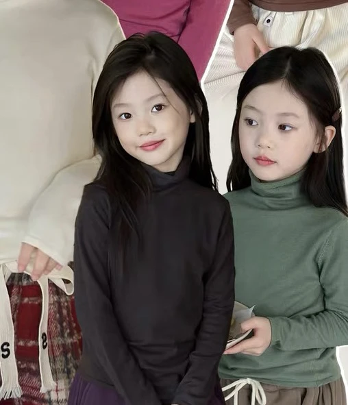 女童长袖T恤儿童打底衫2023新款宝宝毛衣秋装洋气春秋小女孩上衣