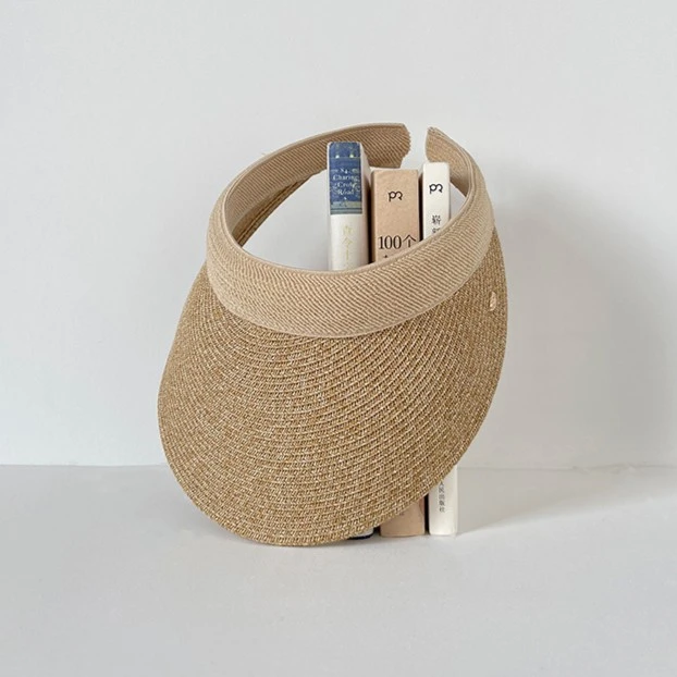 日系百搭发箍空顶帽遮阳防晒无顶草帽