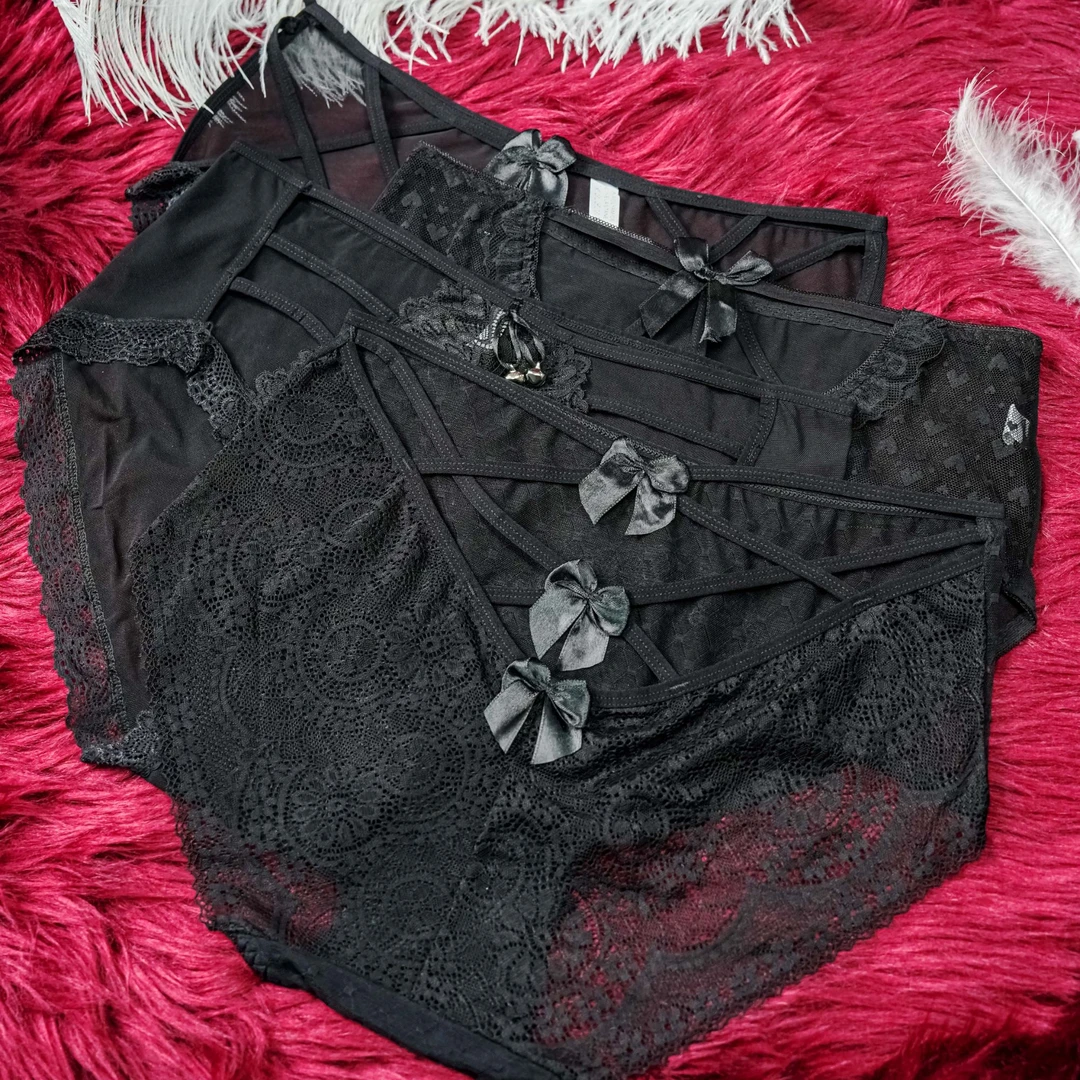 铃铛【130-220斤】女士内裤镂空大码性感时尚薄款透气短裤 4条装A18