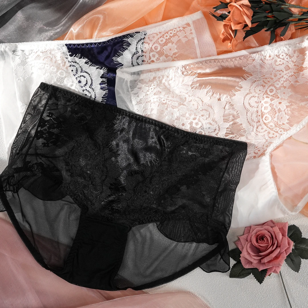 兰因【130-210斤】女士内裤大码性感蕾丝透气短裤 730