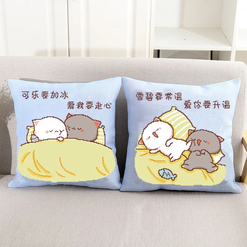 自己绣新款印花十字绣抱枕头套可爱情侣卧室沙发汽车手工小件刺绣