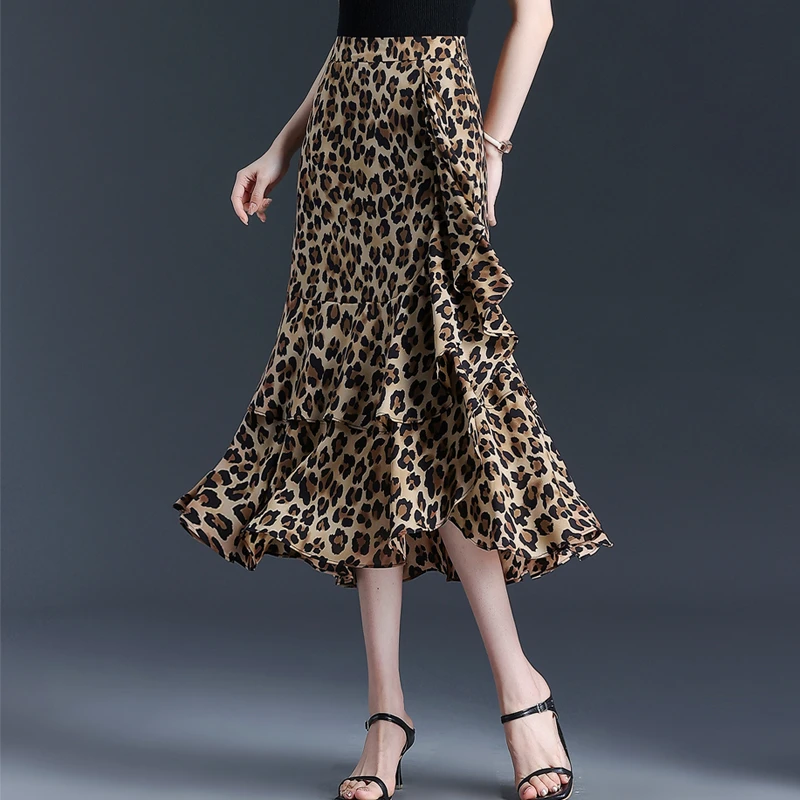 碎花半身裙女夏季长裙2024新款高腰包臀裙设计感雪纺荷叶边鱼尾裙