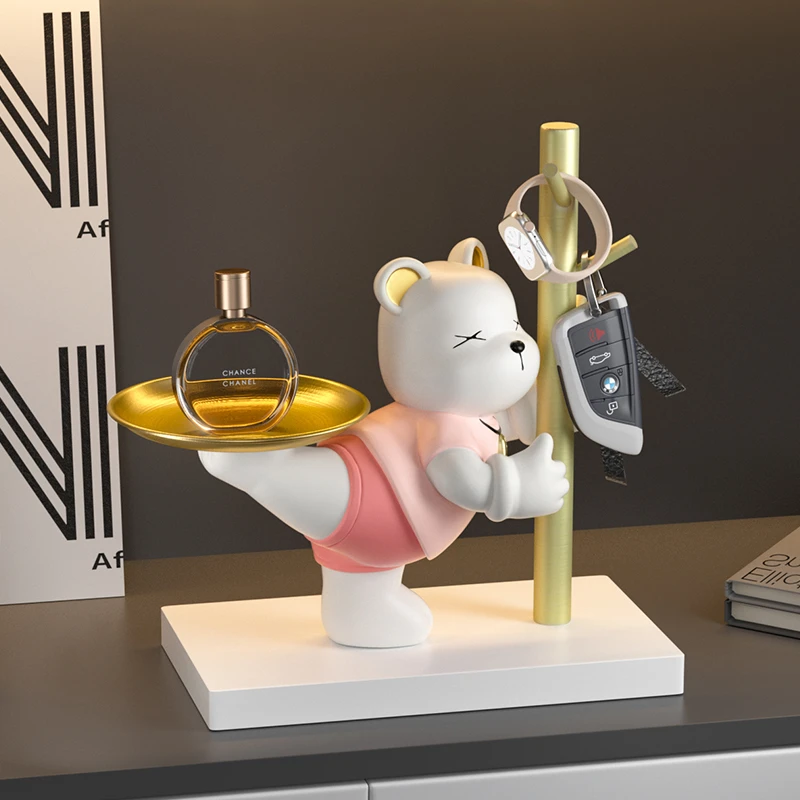 创意暴力熊钥匙装饰品收纳摆件进门口入户家居桌面乔迁新居礼品