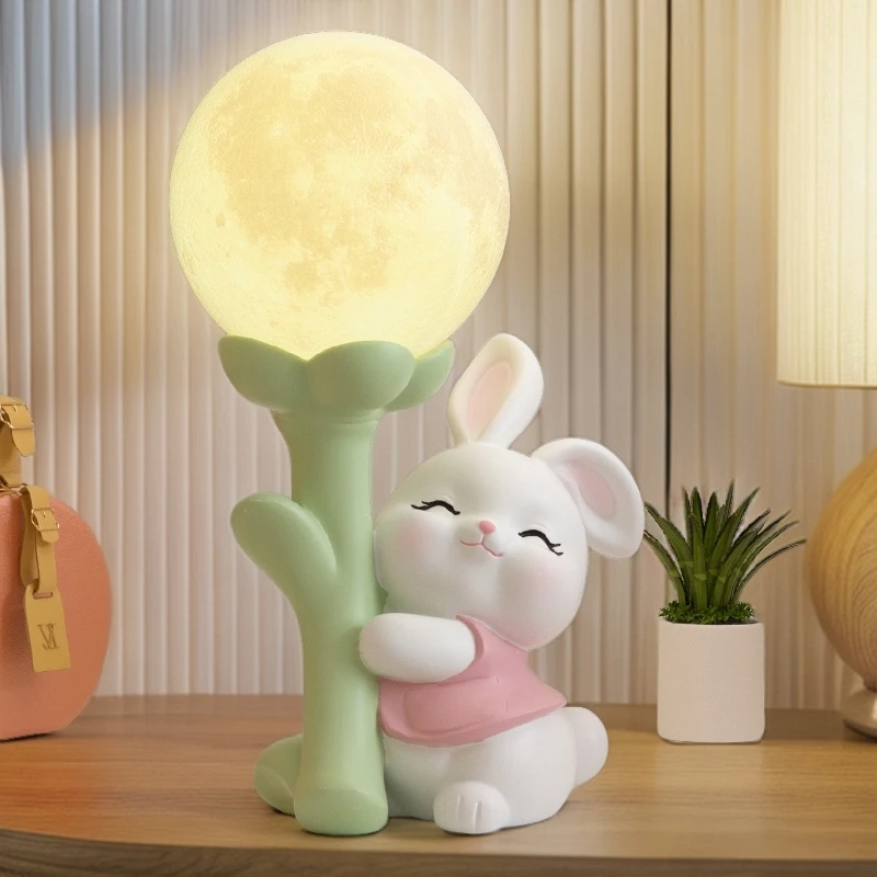 摆件小夜灯高级感卧室床头气氛儿童睡眠灯兔娃娃新人生日礼物饰品