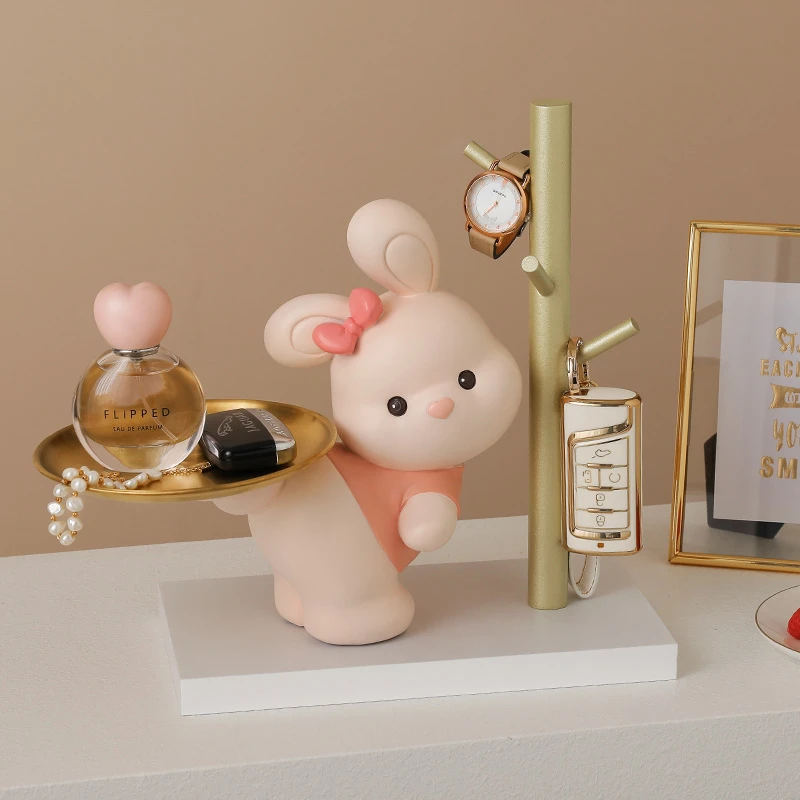 钥匙收纳置物架兔子玄关摆件入户鞋柜家居装饰品搬家礼物乔迁新居
