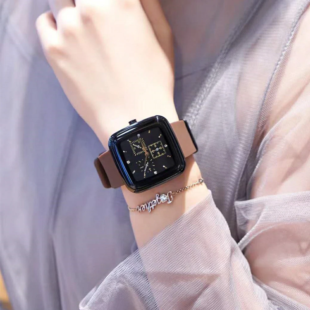 手表女士高级感腕表简约女士手表时尚方形女表石英表运动手表女款