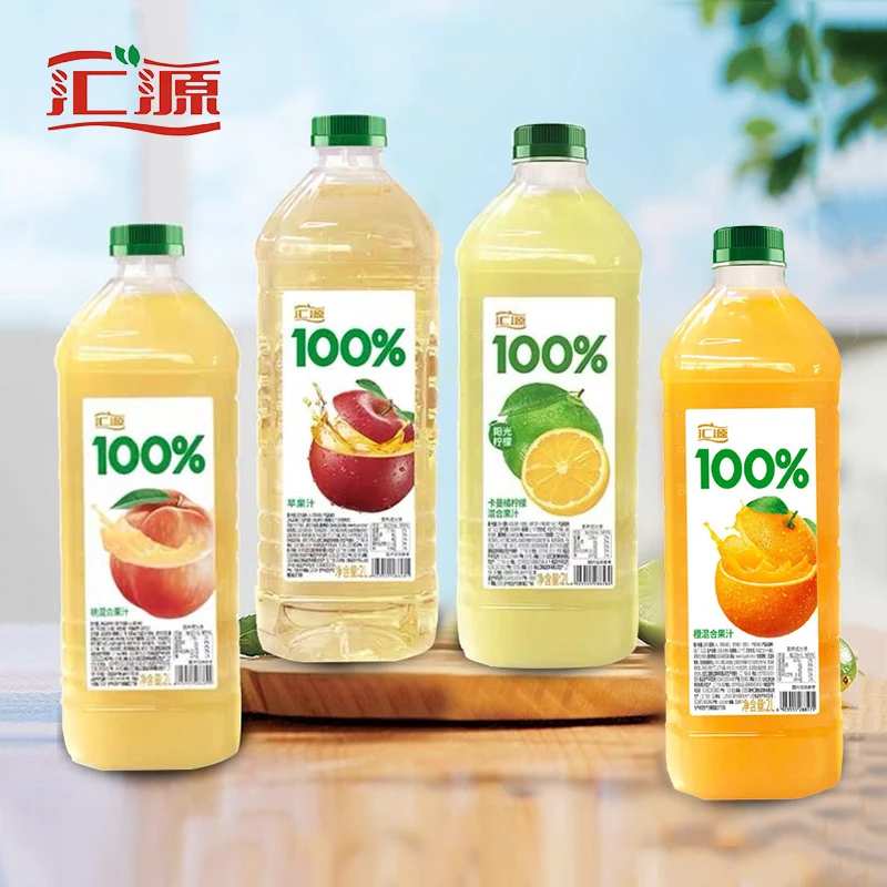 汇源100%果汁饮料橙卡曼橘柠檬桃汁苹果汁2L*1瓶2瓶装特惠纯国潮