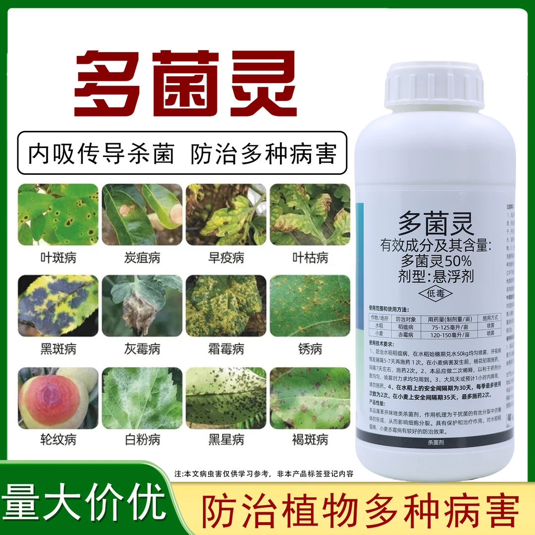 50%多菌灵杀菌剂蔬菜花卉通用黑斑病叶斑病白粉病专用杀菌剂正品