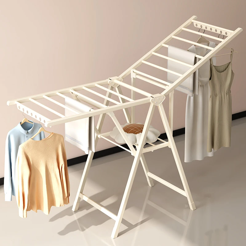 折叠晾衣架落地家用室内阳台挂衣杆户外奶油风晒衣服架晒被子神器