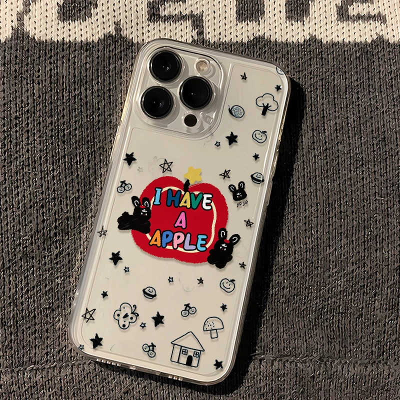 【果果】红色苹果兔子适用苹果华为安卓iphone14p15手机壳/透明个性