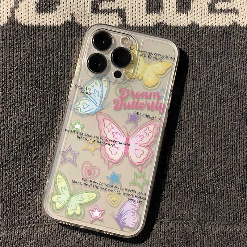 【果果】彩色星星蝴蝶适用苹果华为安卓iphone14pro15手机壳13p透明