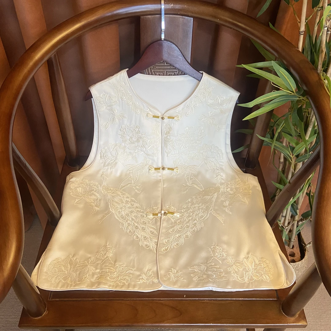 金盏新中式国风重工定位绣花复古简约气质2024新款高级感气质马夹