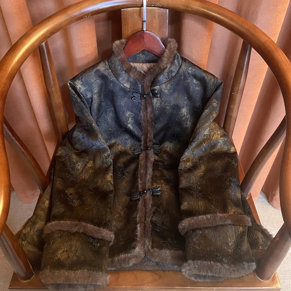 【松茶】新中式国风外套民族古风复古秋冬款2024年新款对襟外套