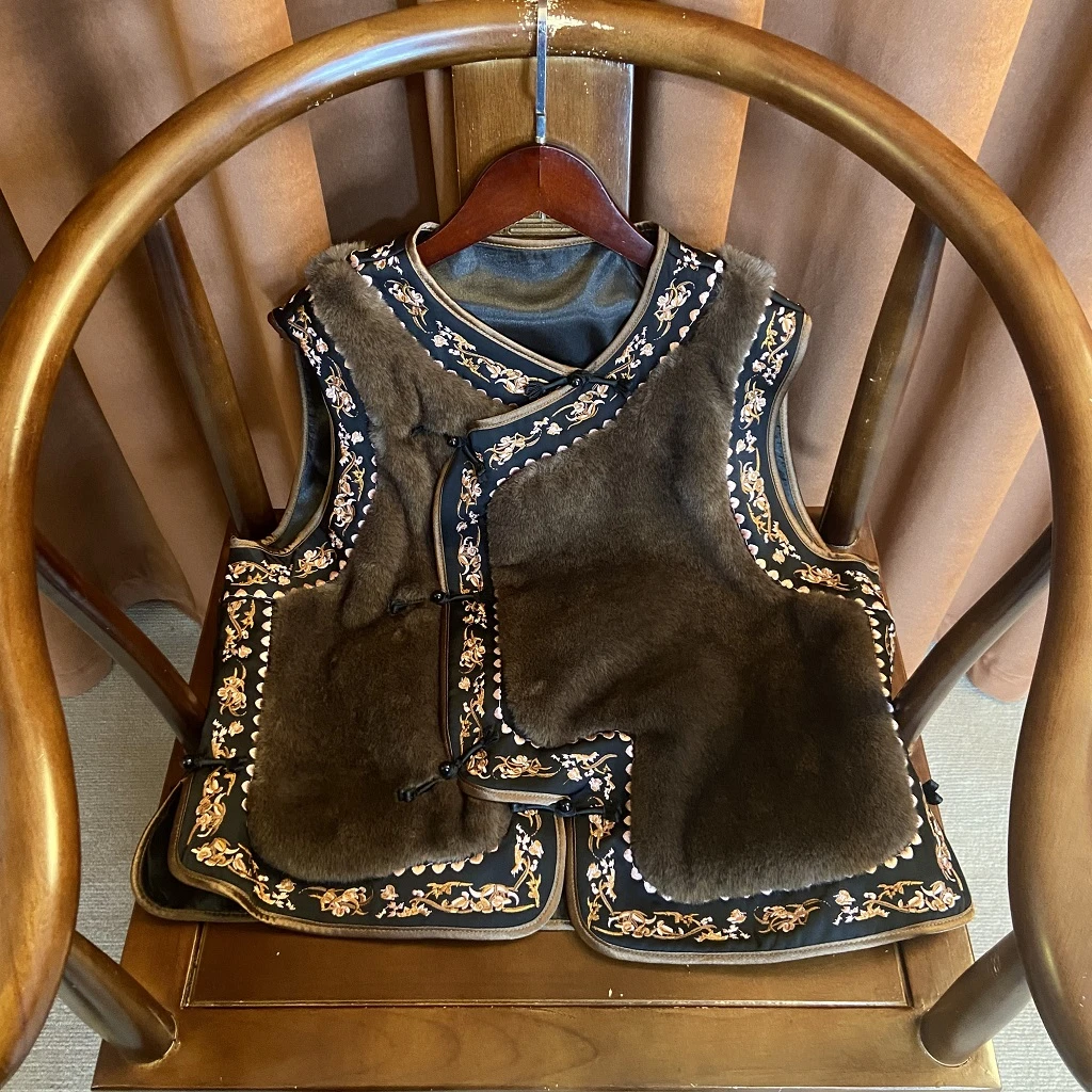 【花坠】新中式重工刺绣提花立领时尚洋气马甲复古百搭中国风马夹