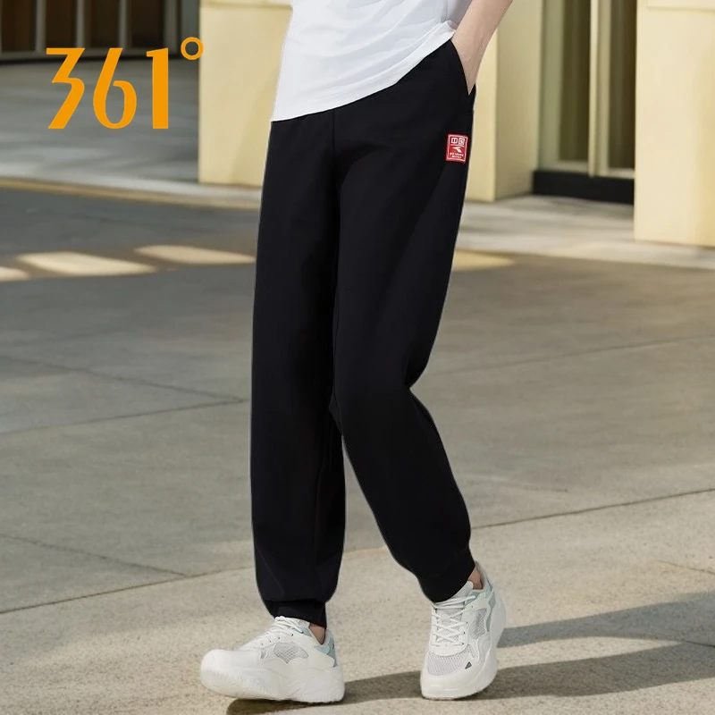 361°春季新款针织运动长裤男女同款中国宽松透气束脚休闲卫裤子
