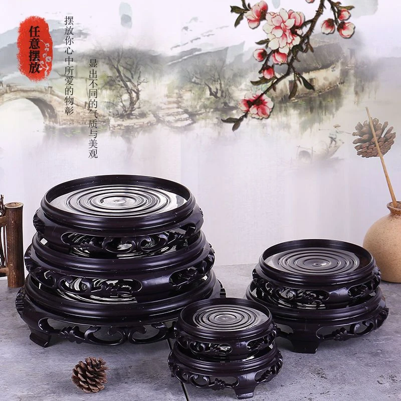 花盆摆件方圆形塑料底座茶壶酒坛多肉兰花瓶托盘奇石鱼缸花盆底坐