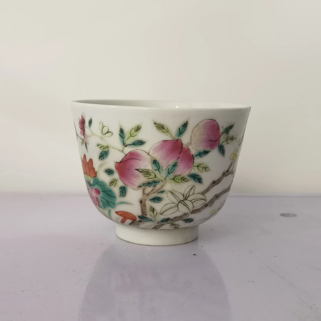 0725清晚期 粉彩“福寿”图茶圆