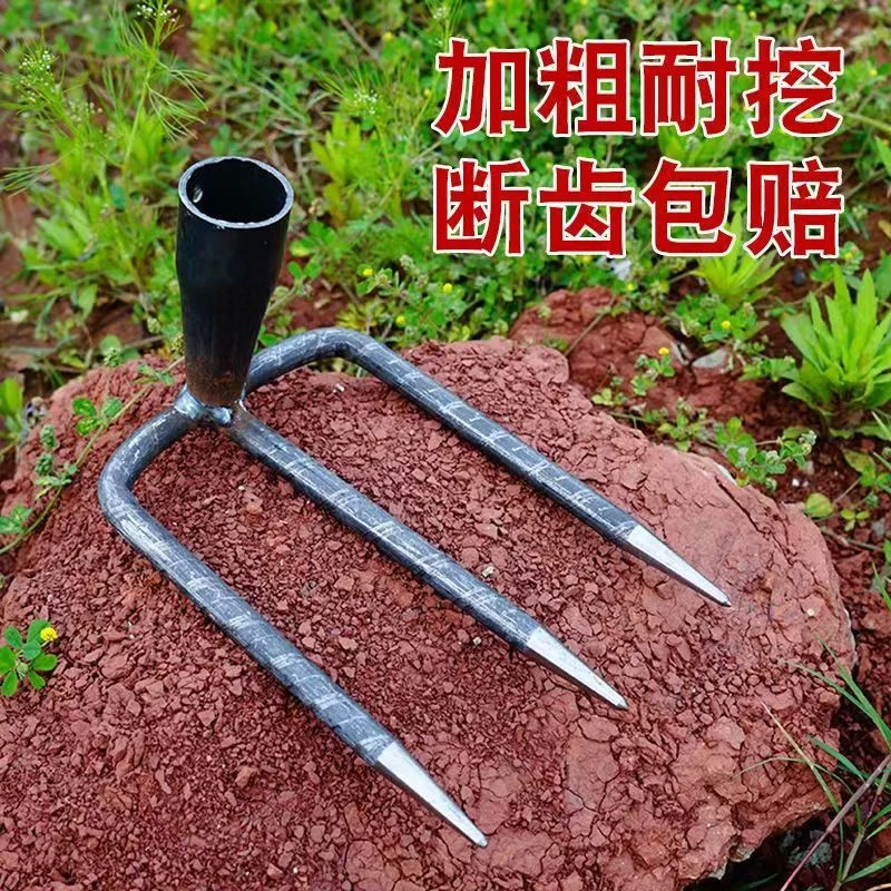 包邮新款钢耙多齿耙子耙赶海翻地刨红薯花生除草家用抓钩耙子