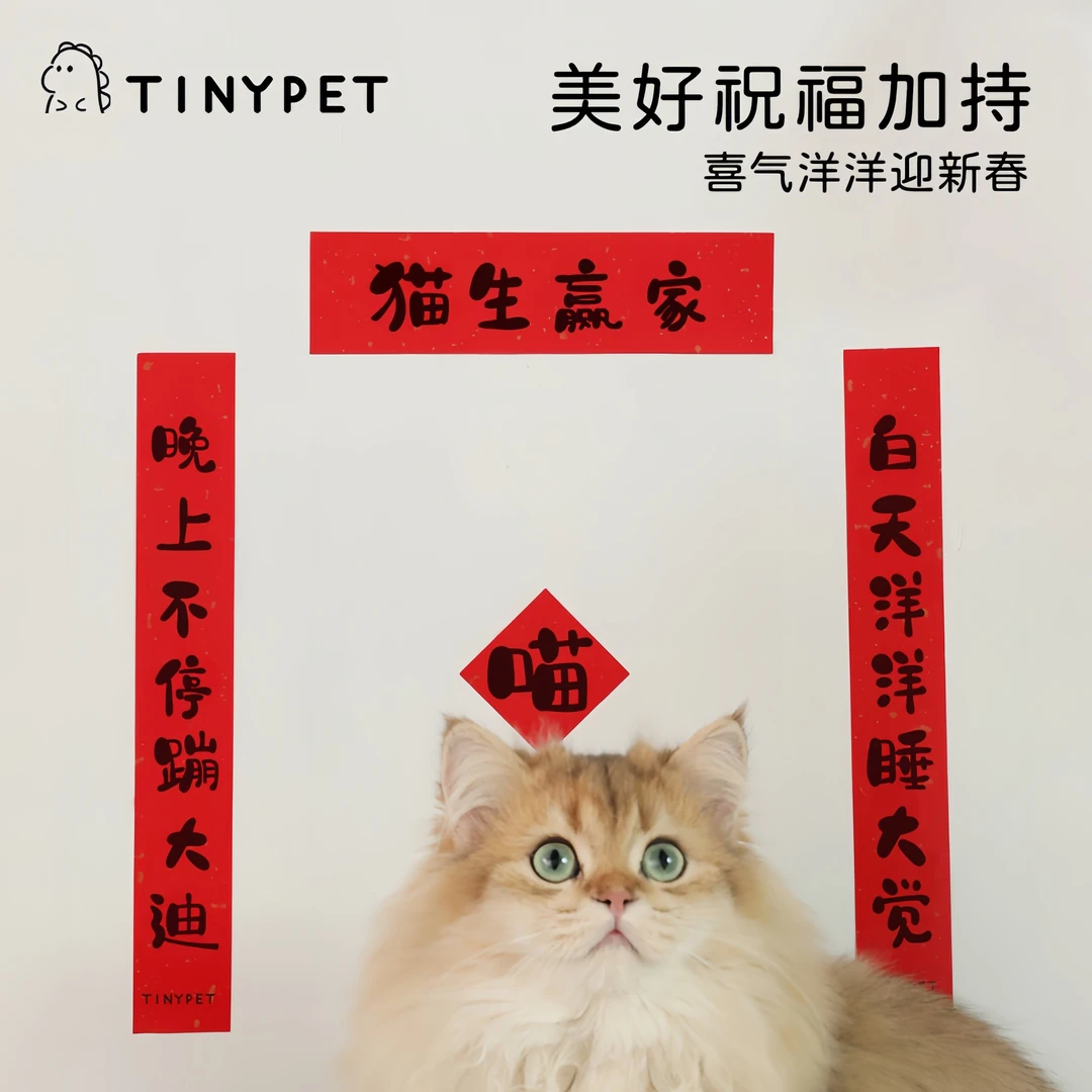 宠物对联 猫咪新年迷你春联 猫肥家润猫屋猫砂盆春节对联自带背胶
