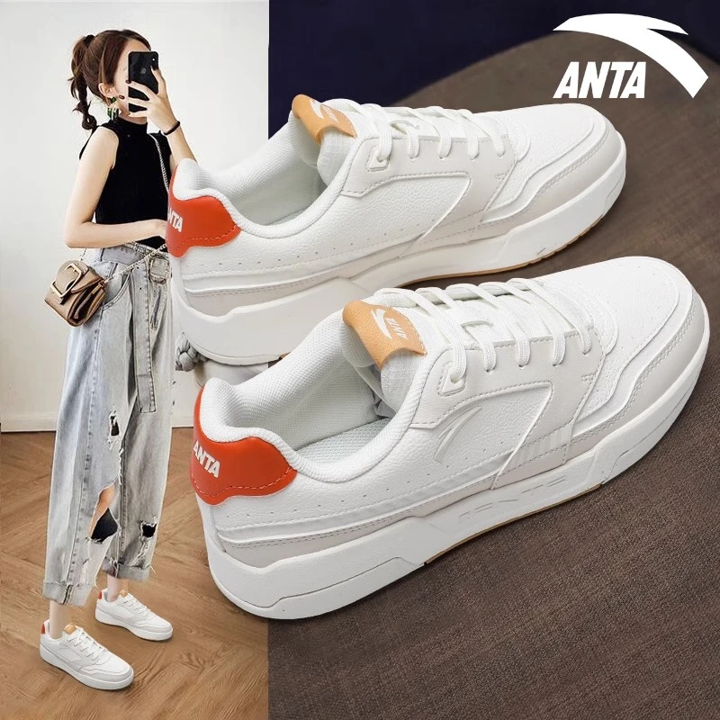 安踏板鞋女鞋休闲小白鞋秋季学生增高透气平底运动鞋女922318062