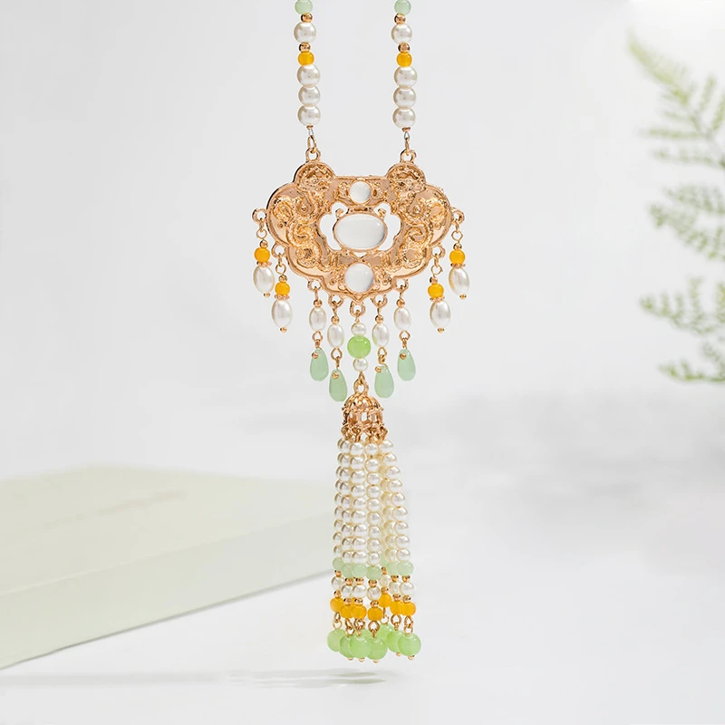 璎珞饰品汉服长蓝色古代烧蓝百搭项链明制马面裙配饰软国风ZN112