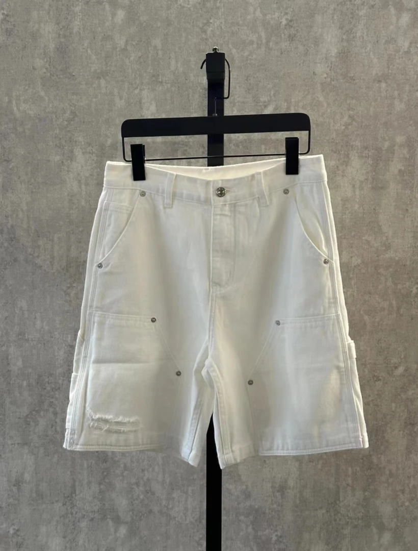 男士白色牛仔伐木裤