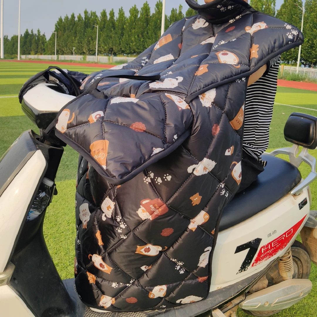 冬季电动车挡风被加厚加绒防风防水挡风罩保暖电瓶车冬护膝被